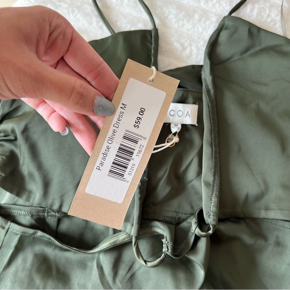 NWT ACOA Paradise Olive Dress - Picture 4 of 11